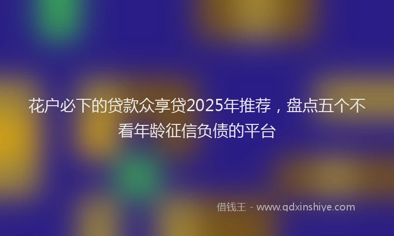 花户必下的贷款众享贷2025年推荐，盘点五个不看年龄征信负债的平台