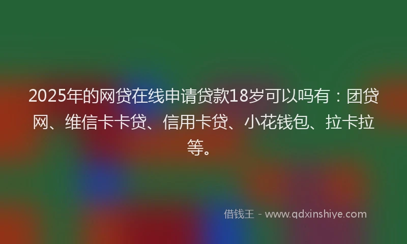 2025年的网贷在线申请贷款18岁可以吗有：团贷网、维信卡卡贷、信用卡贷、小花钱包、拉卡拉等。