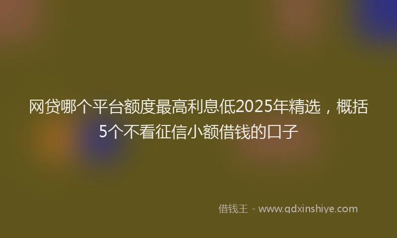 网贷哪个平台额度最高利息低2025年精选，概括5个不看征信小额借钱的口子