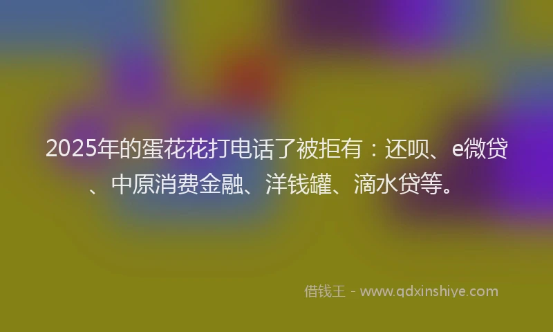 2025年的蛋花花打电话了被拒有：还呗、e微贷、中原消费金融、洋钱罐、滴水贷等。