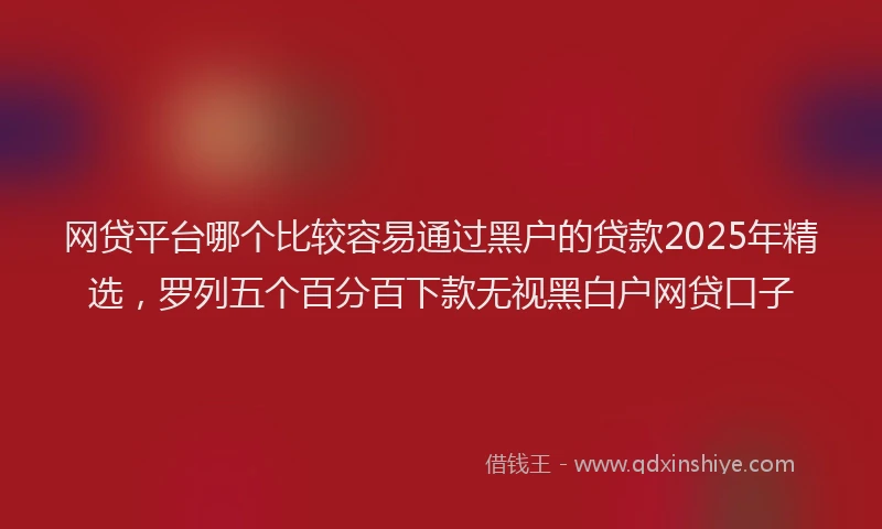 网贷平台哪个比较容易通过黑户的贷款2025年精选，罗列五个百分百下款无视黑白户网贷口子