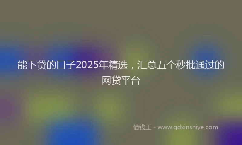 能下贷的口子2025年精选，汇总五个秒批通过的网贷平台