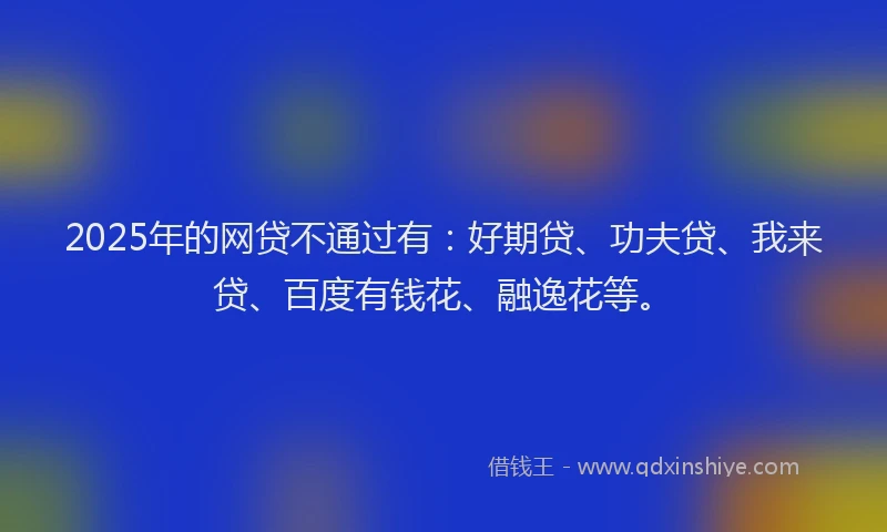 2025年的网贷不通过有：好期贷、功夫贷、我来贷、百度有钱花、融逸花等。