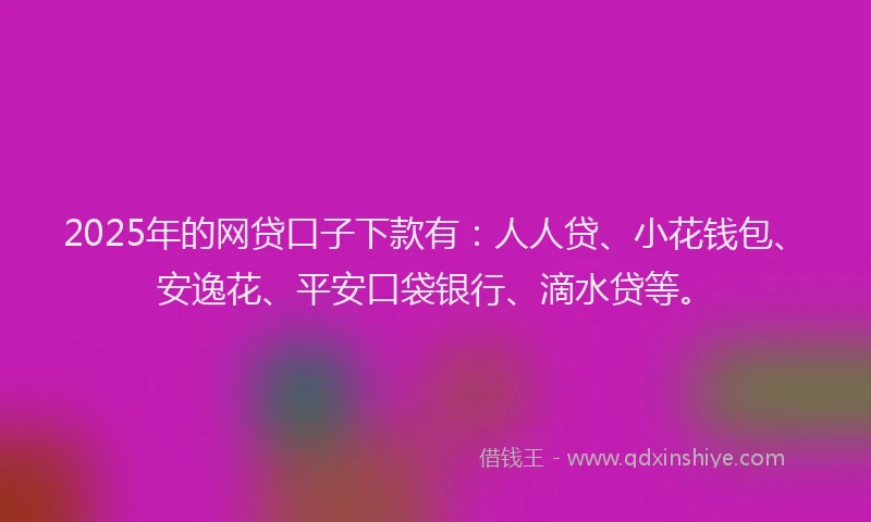 2025年的网贷口子下款有：人人贷、小花钱包、安逸花、平安口袋银行、滴水贷等。