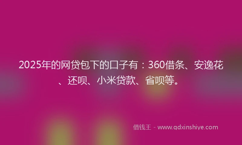 2025年的网贷包下的口子有：360借条、安逸花、还呗、小米贷款、省呗等。