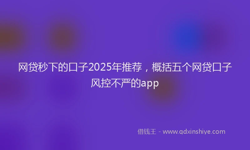 网贷秒下的口子2025年推荐，概括五个网贷口子风控不严的app