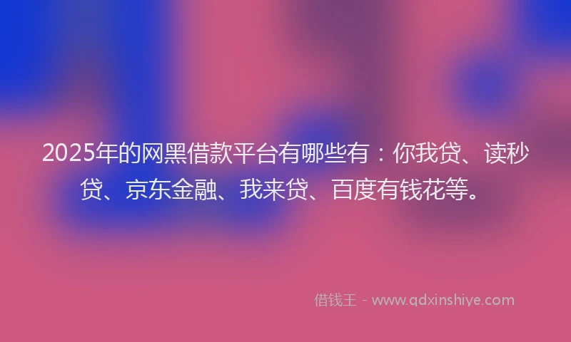 2025年的网黑借款平台有哪些有：你我贷、读秒贷、京东金融、我来贷、百度有钱花等。
