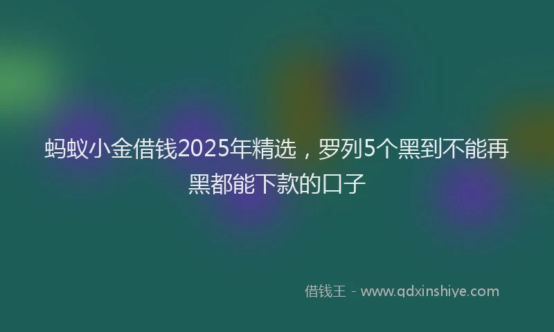 蚂蚁小金借钱2025年精选，罗列5个黑到不能再黑都能下款的口子