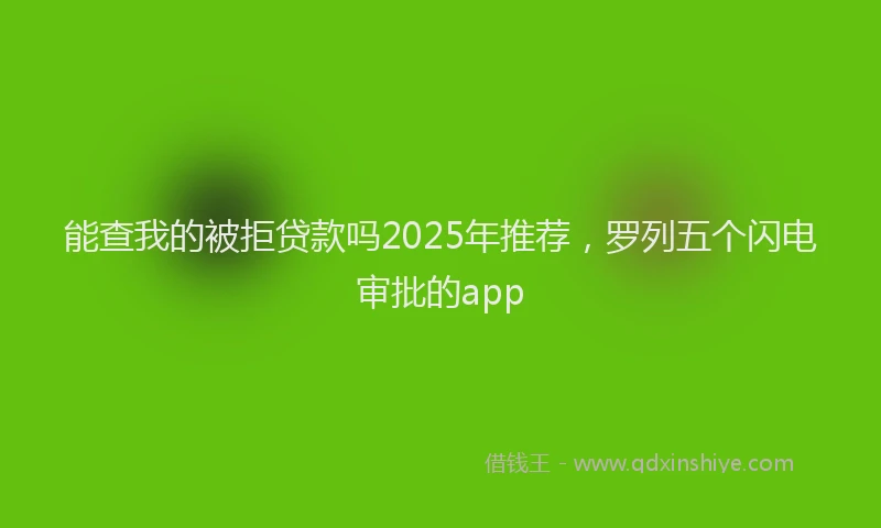 能查我的被拒贷款吗2025年推荐，罗列五个闪电审批的app