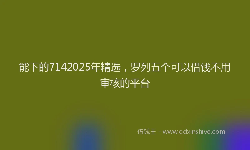 能下的7142025年精选，罗列五个可以借钱不用审核的平台