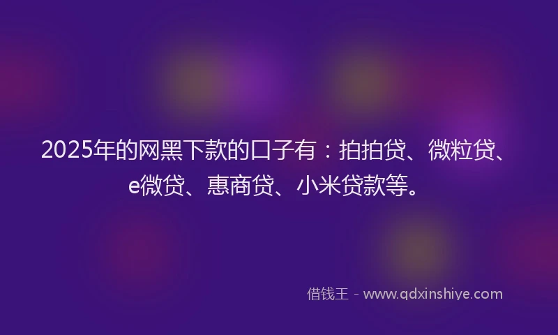 2025年的网黑下款的口子有：拍拍贷、微粒贷、e微贷、惠商贷、小米贷款等。