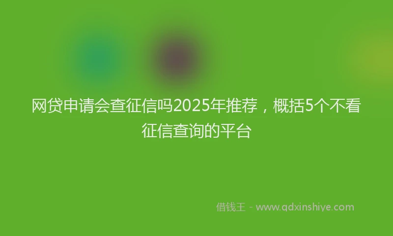 网贷申请会查征信吗2025年推荐，概括5个不看征信查询的平台