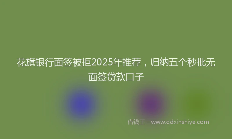 花旗银行面签被拒2025年推荐，归纳五个秒批无面签贷款口子