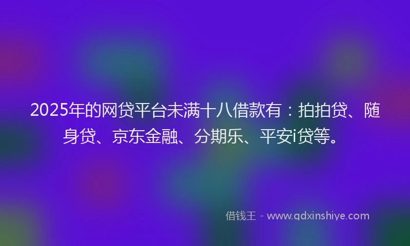 2025年的网贷平台未满十八借款有：拍拍贷、随身贷、京东金融、分期乐、平安i贷等。