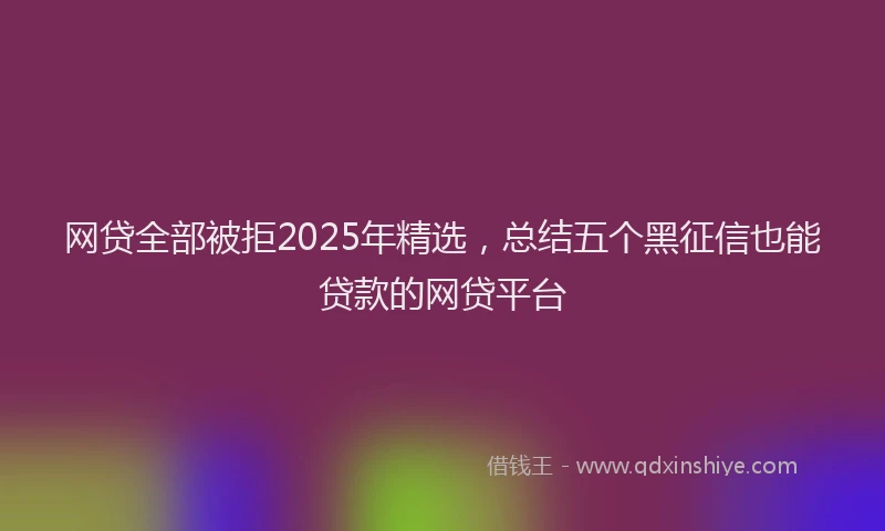 网贷全部被拒2025年精选，总结五个黑征信也能贷款的网贷平台