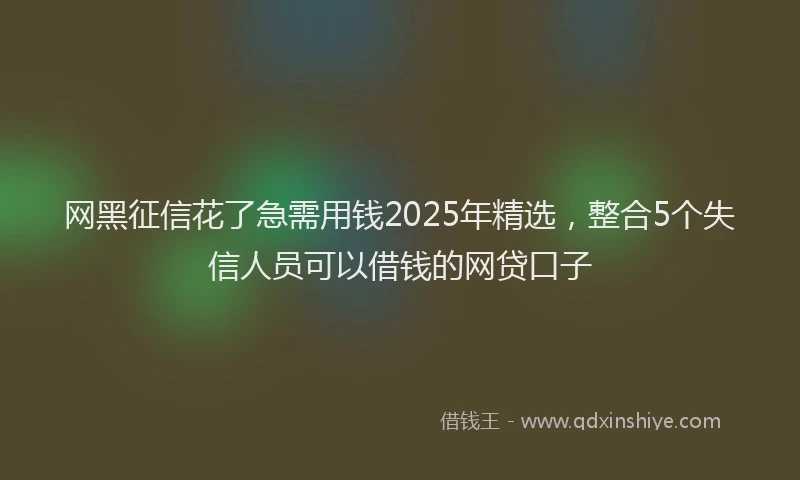 网黑征信花了急需用钱2025年精选，整合5个失信人员可以借钱的网贷口子