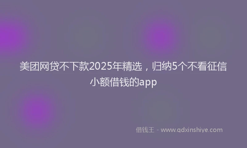 美团网贷不下款2025年精选，归纳5个不看征信小额借钱的app