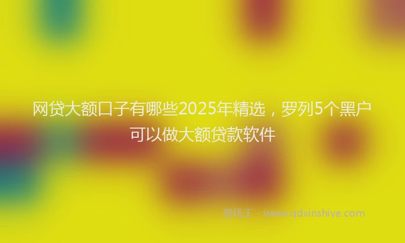 网贷大额口子有哪些2025年精选，罗列5个黑户可以做大额贷款软件
