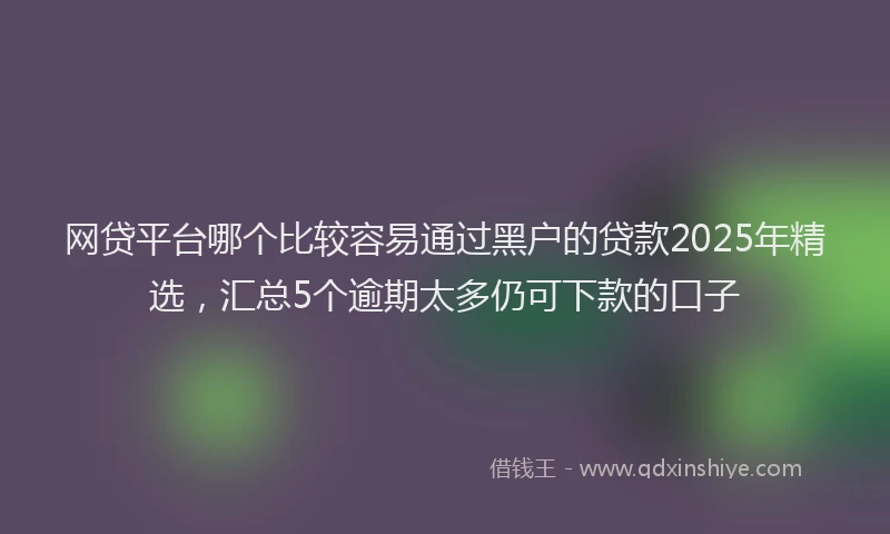 网贷平台哪个比较容易通过黑户的贷款2025年精选，汇总5个逾期太多仍可下款的口子