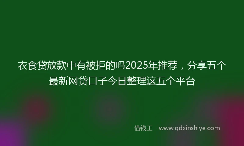衣食贷放款中有被拒的吗2025年推荐，分享五个最新网贷口子今日整理这五个平台