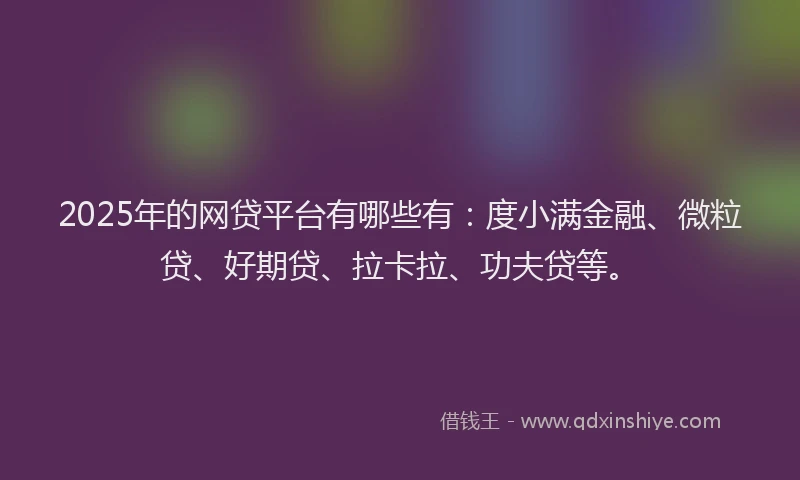 2025年的网贷平台有哪些有：度小满金融、微粒贷、好期贷、拉卡拉、功夫贷等。