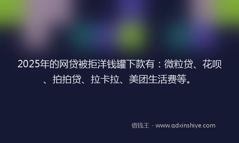 2025年的网贷被拒洋钱罐下款有：微粒贷、花呗、拍拍贷、拉卡拉、美团生活费等。