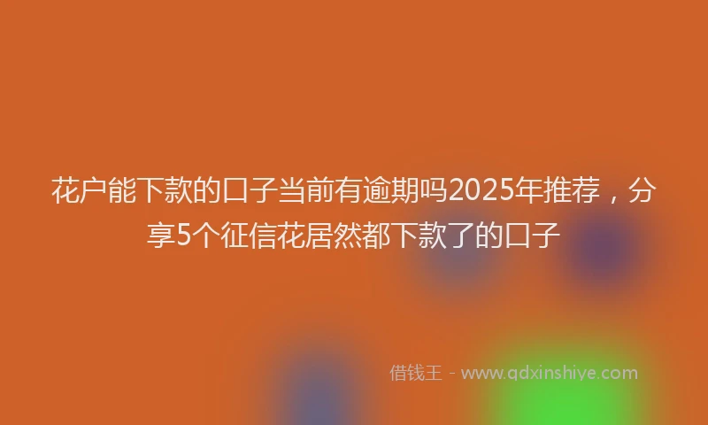 花户能下款的口子当前有逾期吗2025年推荐，分享5个征信花居然都下款了的口子