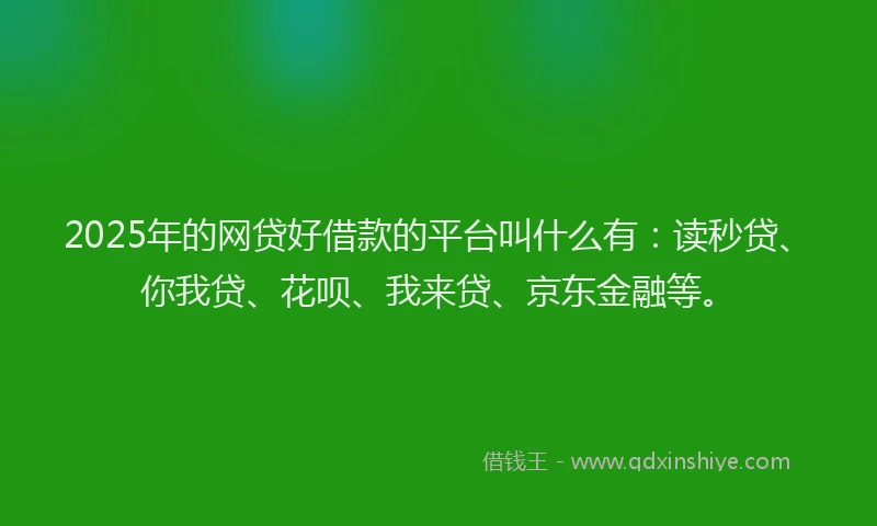 2025年的网贷好借款的平台叫什么有：读秒贷、你我贷、花呗、我来贷、京东金融等。