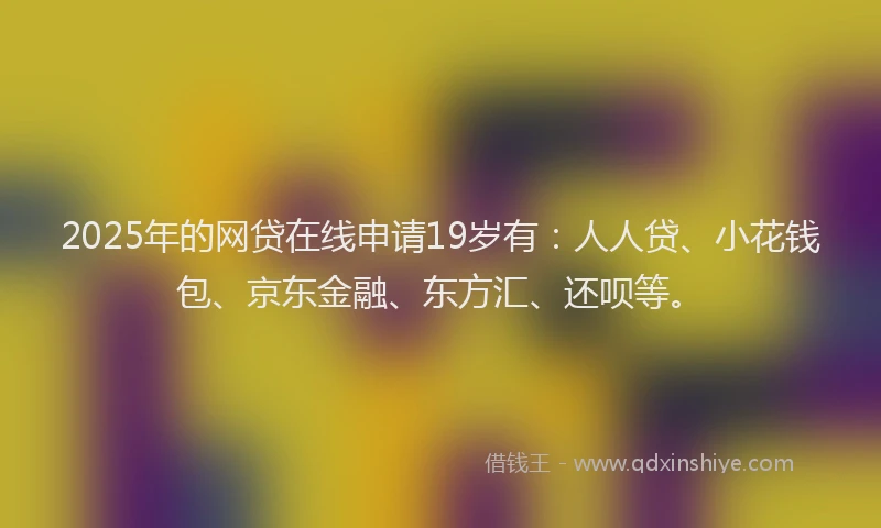 2025年的网贷在线申请19岁有：人人贷、小花钱包、京东金融、东方汇、还呗等。