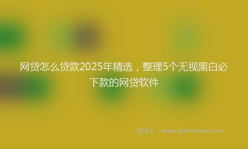 网贷怎么贷款2025年精选，整理5个无视黑白必下款的网贷软件