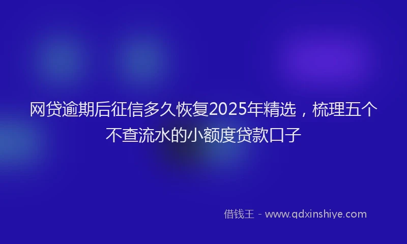网贷逾期后征信多久恢复2025年精选，梳理五个不查流水的小额度贷款口子