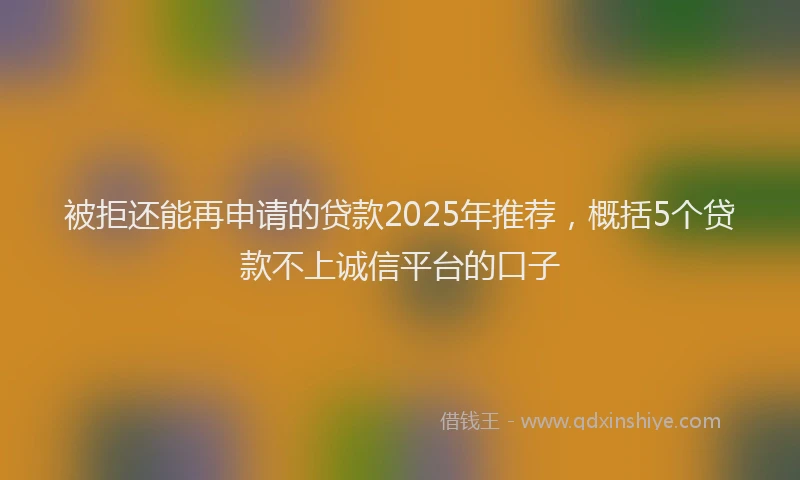 被拒还能再申请的贷款2025年推荐，概括5个贷款不上诚信平台的口子