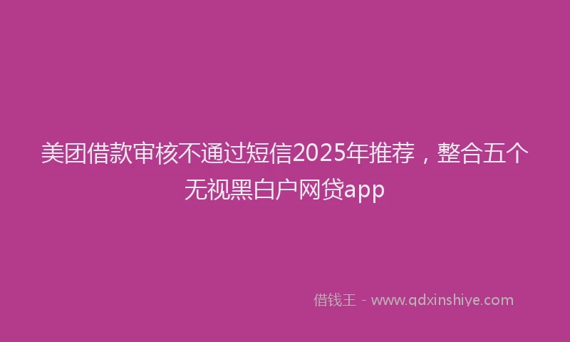 美团借款审核不通过短信2025年推荐，整合五个无视黑白户网贷app