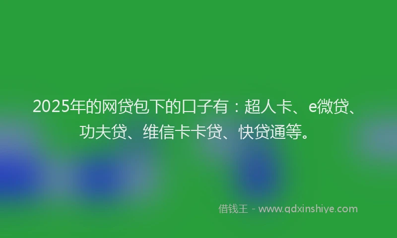 2025年的网贷包下的口子有：超人卡、e微贷、功夫贷、维信卡卡贷、快贷通等。