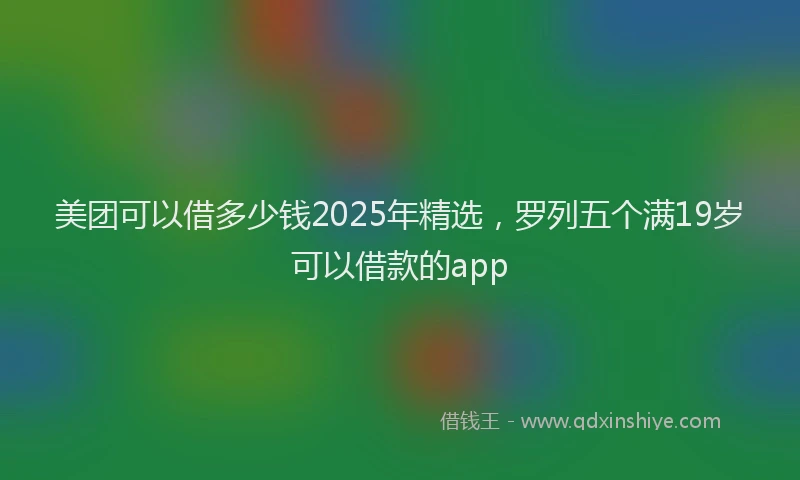 美团可以借多少钱2025年精选，罗列五个满19岁可以借款的app