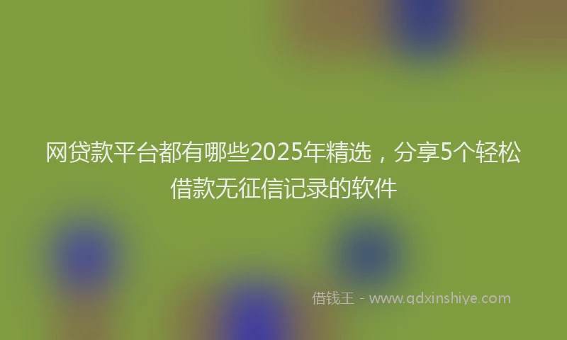 网贷款平台都有哪些2025年精选，分享5个轻松借款无征信记录的软件