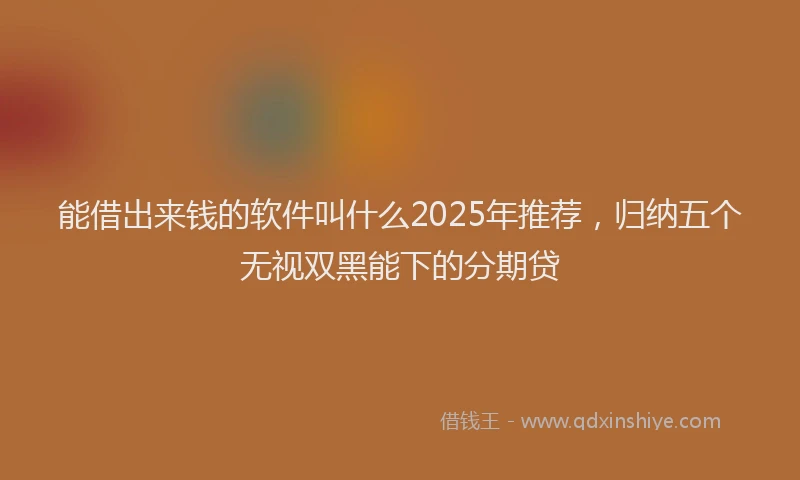 能借出来钱的软件叫什么2025年推荐，归纳五个无视双黑能下的分期贷