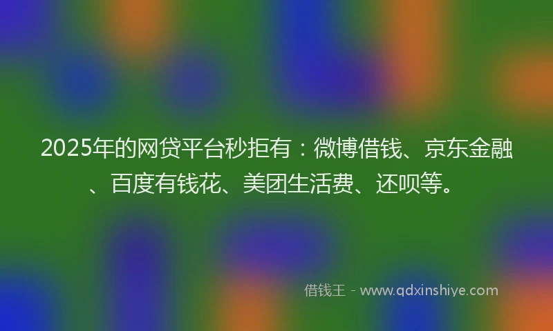 2025年的网贷平台秒拒有：微博借钱、京东金融、百度有钱花、美团生活费、还呗等。