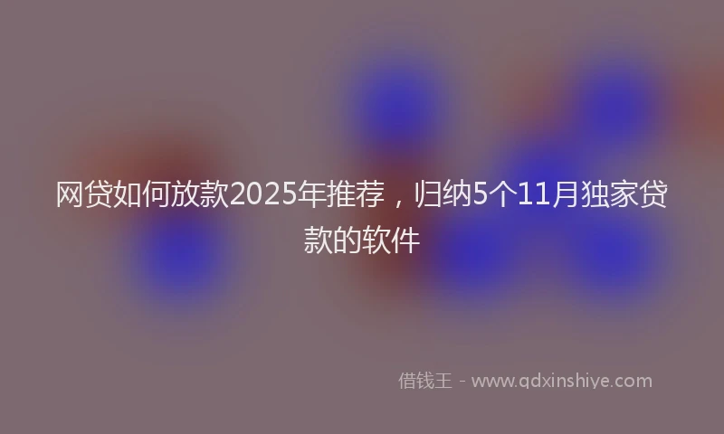 网贷如何放款2025年推荐，归纳5个11月独家贷款的软件
