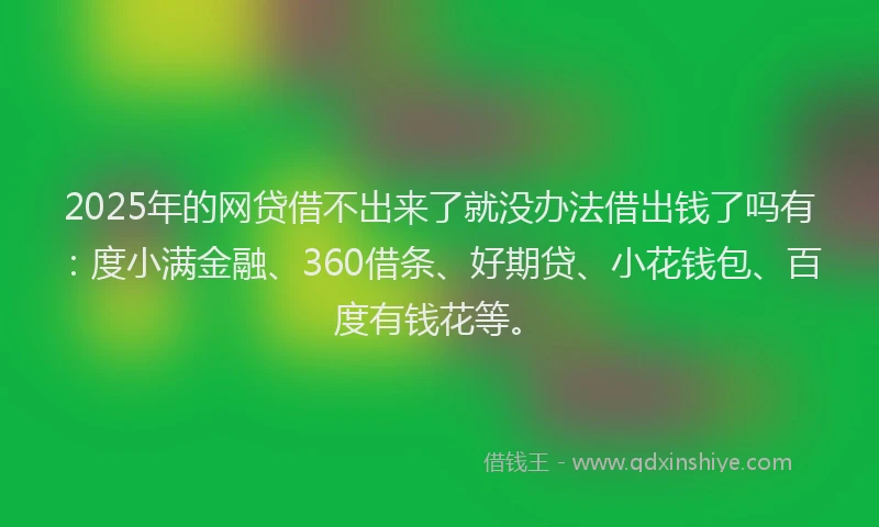2025年的网贷借不出来了就没办法借出钱了吗有：度小满金融、360借条、好期贷、小花钱包、百度有钱花等。
