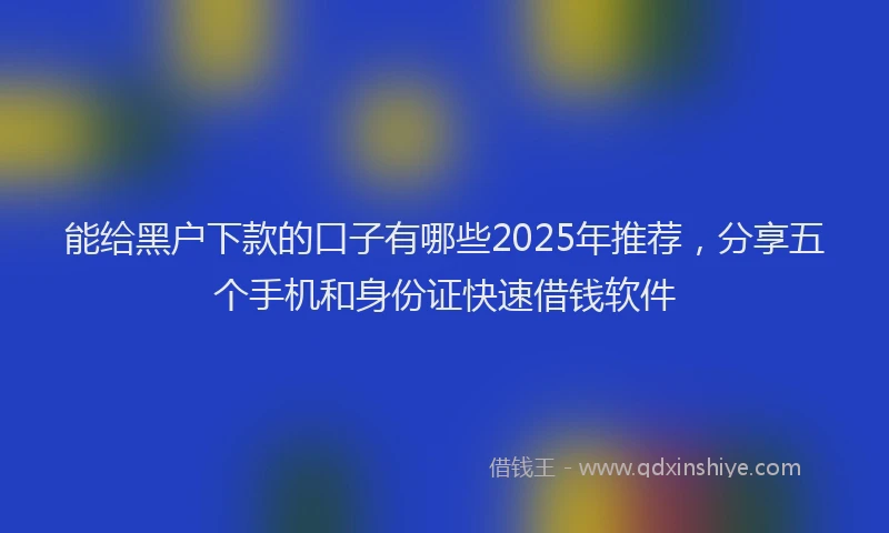 能给黑户下款的口子有哪些2025年推荐，分享五个手机和身份证快速借钱软件