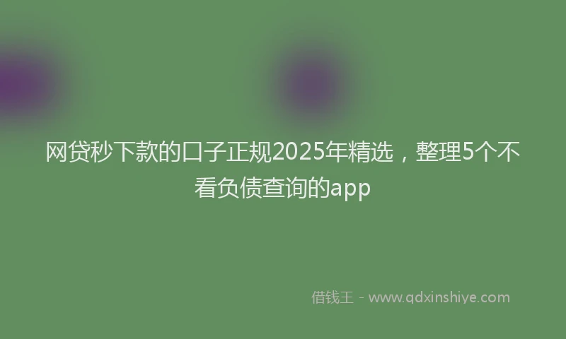 网贷秒下款的口子正规2025年精选，整理5个不看负债查询的app