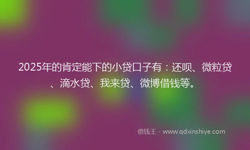 2025年的肯定能下的小贷口子有：还呗、微粒贷、滴水贷、我来贷、微博借钱等。