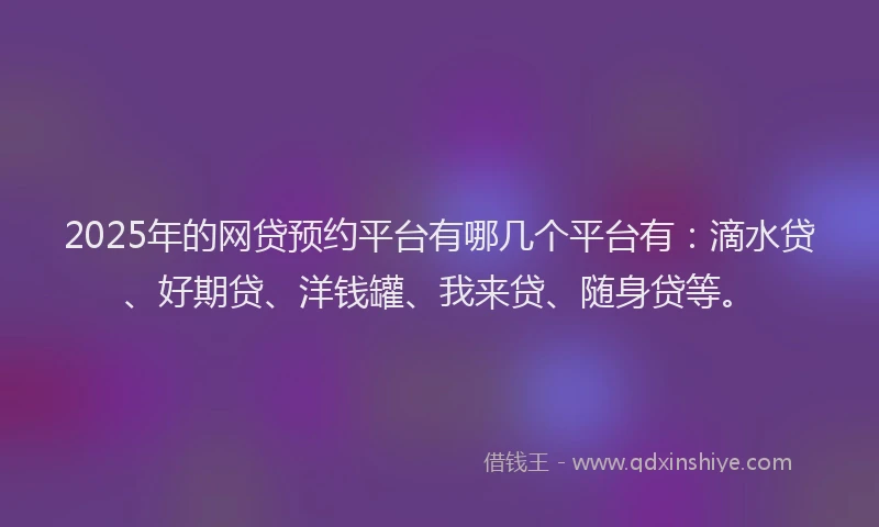 2025年的网贷预约平台有哪几个平台有：滴水贷、好期贷、洋钱罐、我来贷、随身贷等。