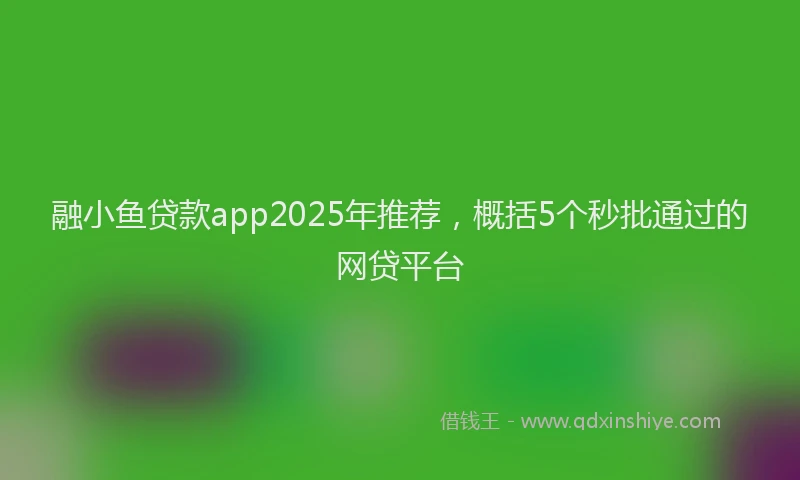 融小鱼贷款app2025年推荐，概括5个秒批通过的网贷平台