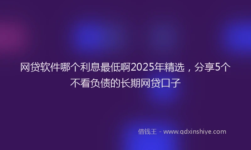 网贷软件哪个利息最低啊2025年精选，分享5个不看负债的长期网贷口子