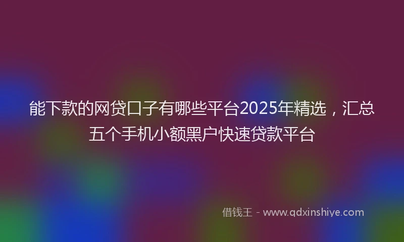 能下款的网贷口子有哪些平台2025年精选，汇总五个手机小额黑户快速贷款平台