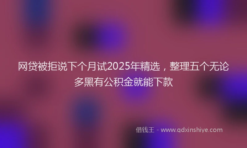 网贷被拒说下个月试2025年精选，整理五个无论多黑有公积金就能下款