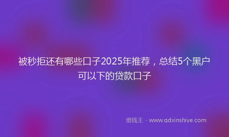 被秒拒还有哪些口子2025年推荐，总结5个黑户可以下的贷款口子
