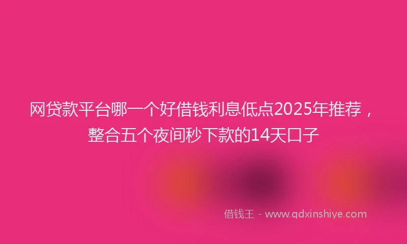 网贷款平台哪一个好借钱利息低点2025年推荐，整合五个夜间秒下款的14天口子